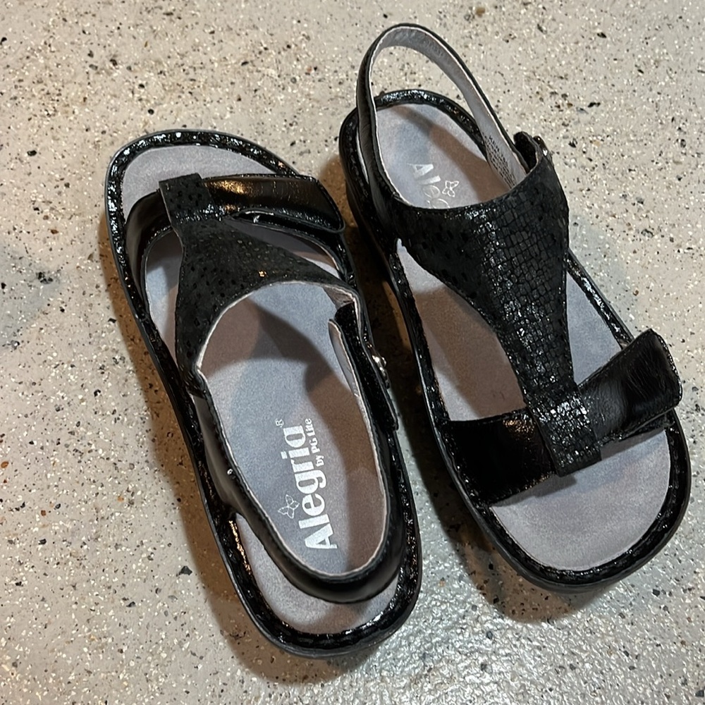 ALEGRIA KENDRA SLINGBACK SANDALS TILE ME MORE BLACK EU SIZE 36 US 6-6.5 LIKE NEW - Picture 11 of 15